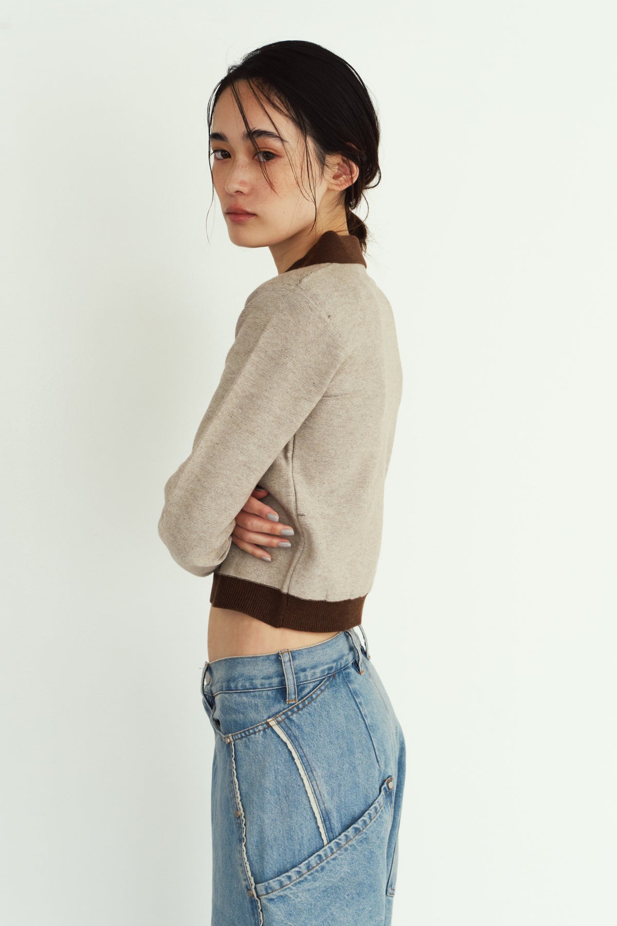 jacquard polo knit/brown