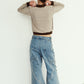jacquard polo knit/brown