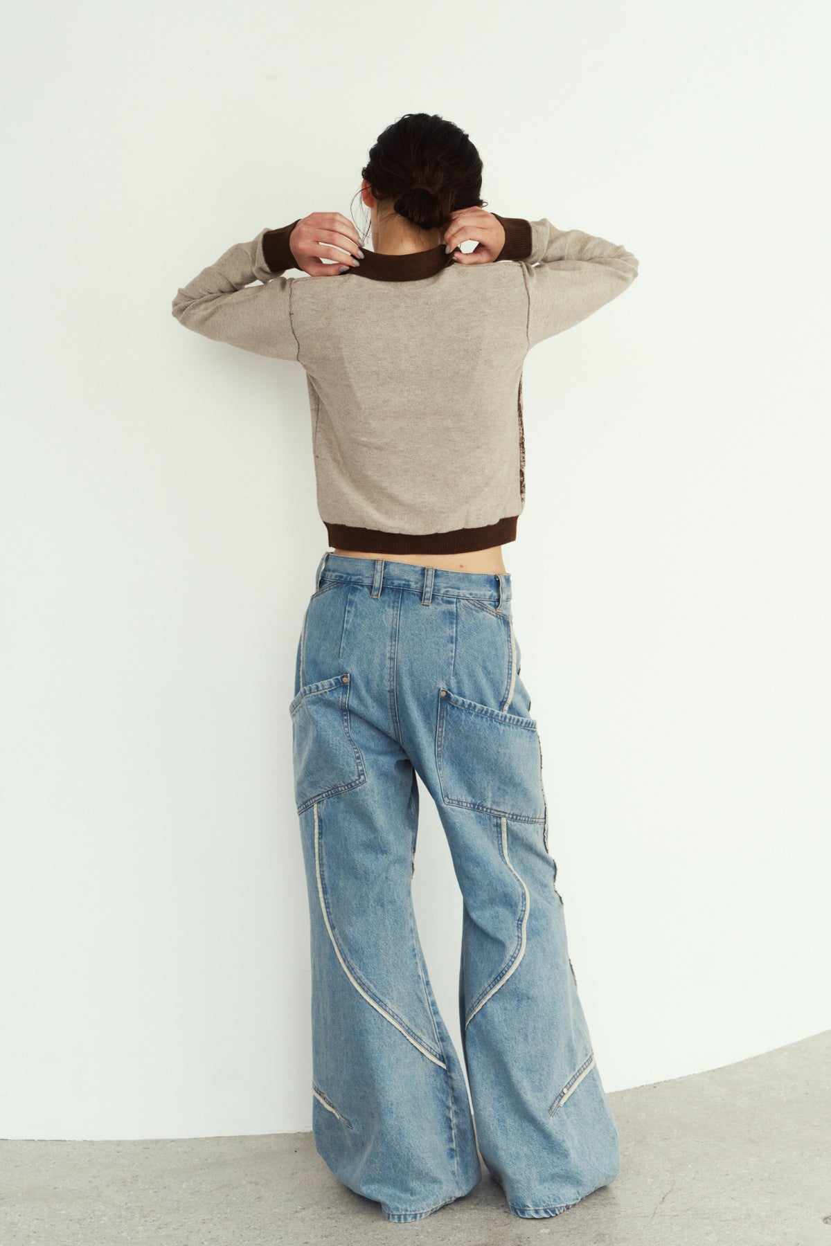jacquard polo knit/brown