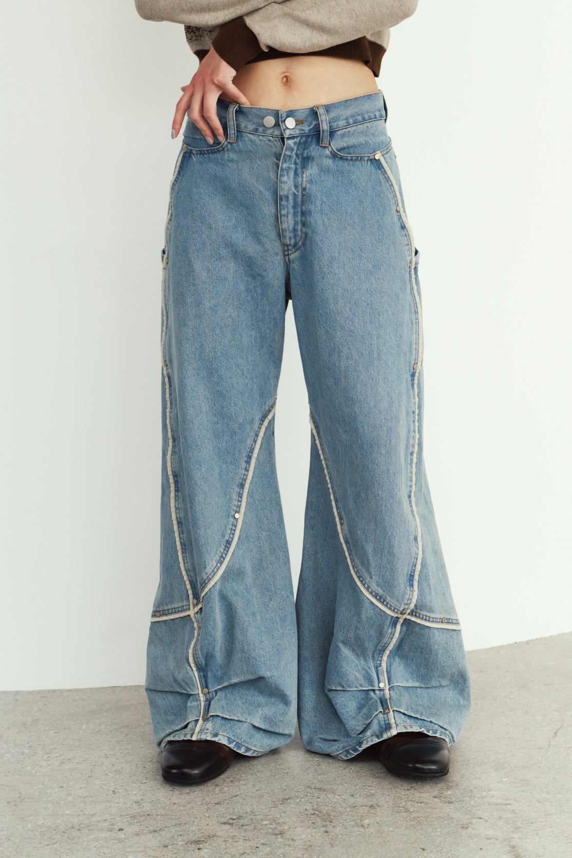 curve utility denim pants(unisex)/blue