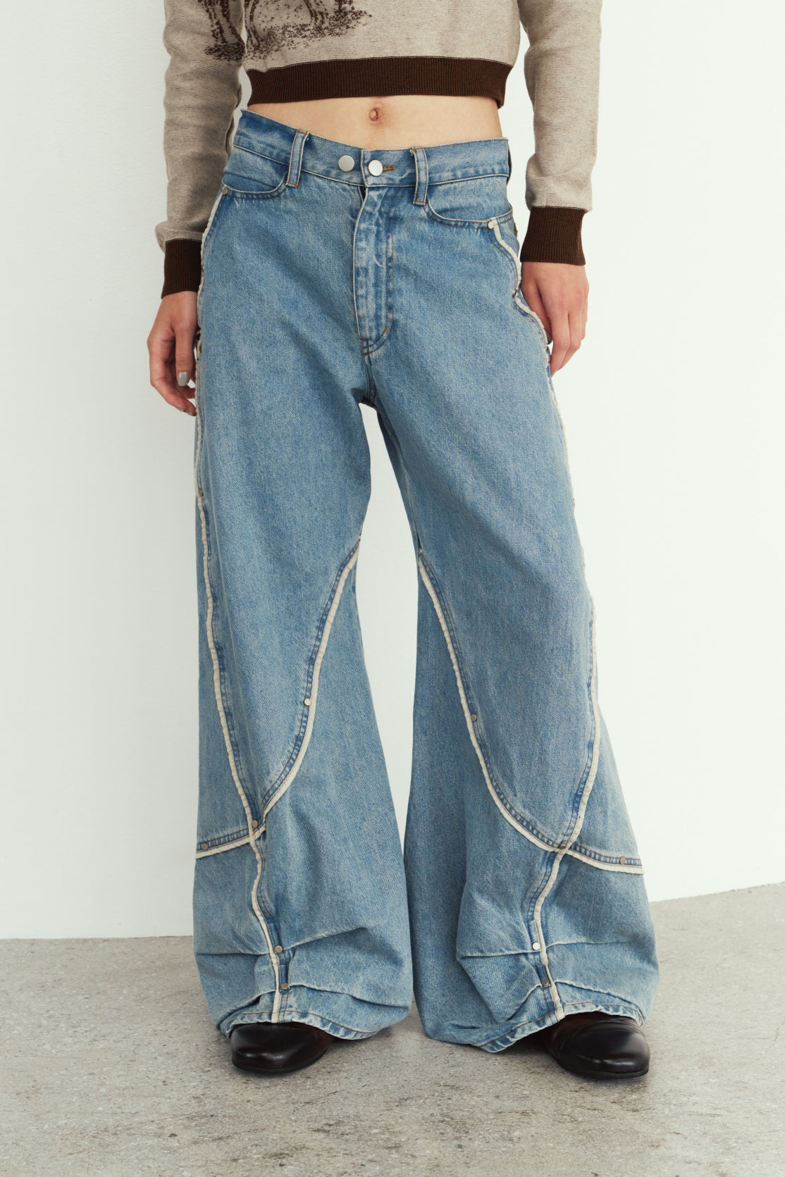 curve utility denim pants(unisex)/blue