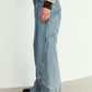 curve utility denim pants(unisex)/blue