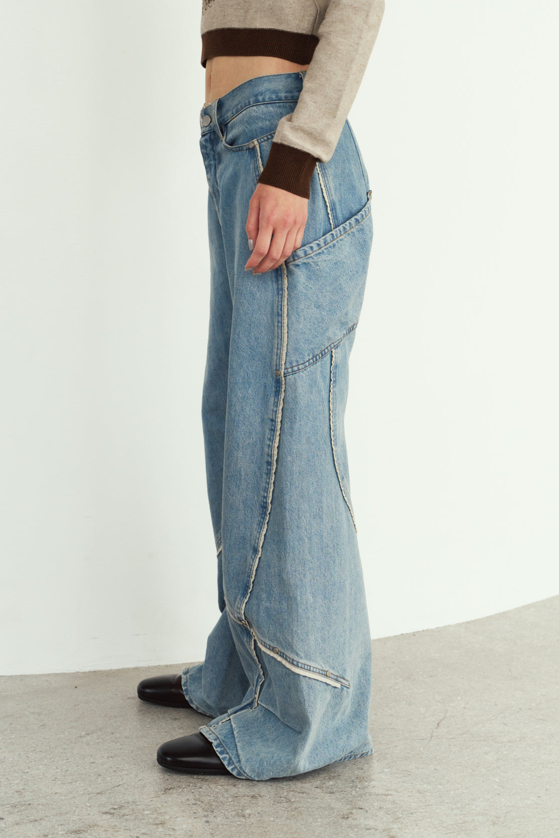 curve utility denim pants(unisex)/blue