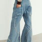 curve utility denim pants(unisex)/blue