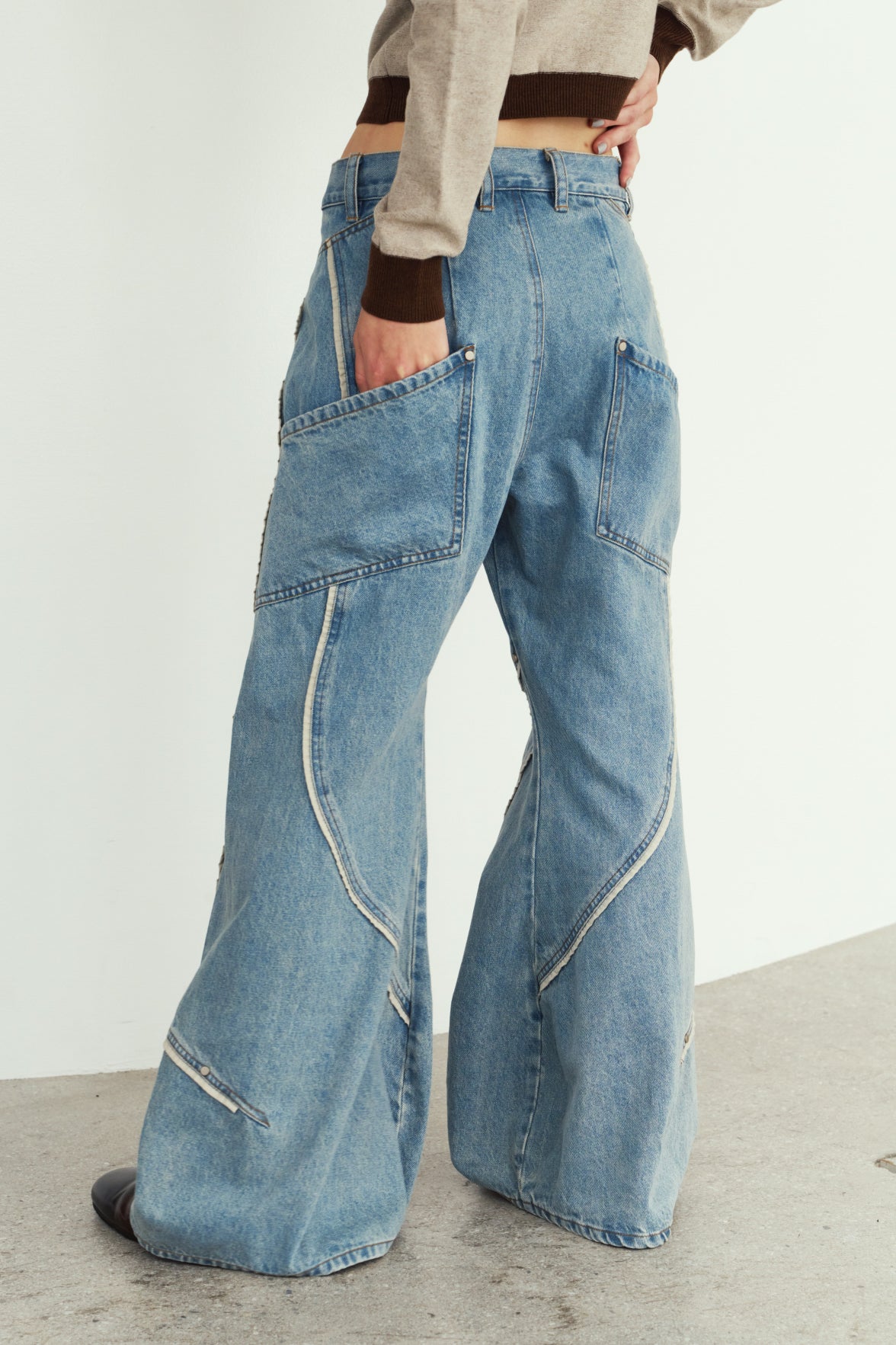 curve utility denim pants(unisex)/blue