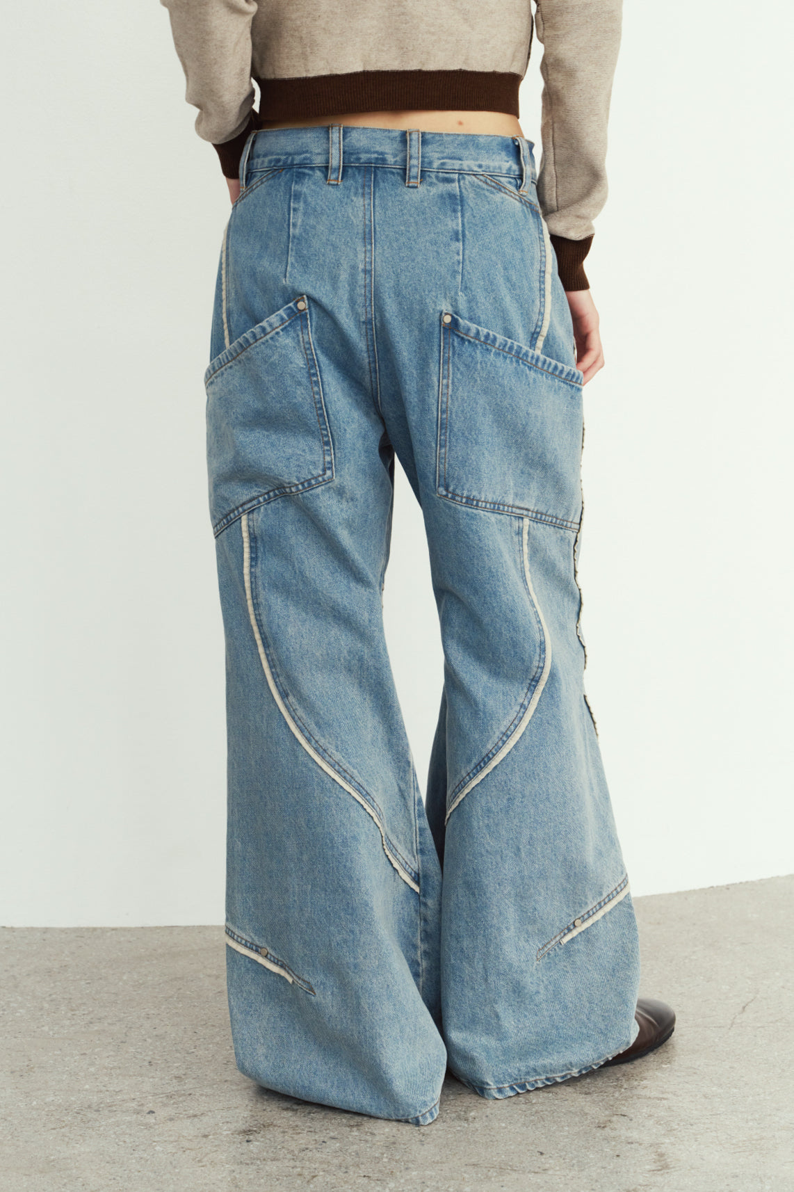 curve utility denim pants(unisex)/blue