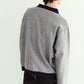 reversible jacquard polo knit(unisex)/navy