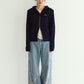 hooded knit parka/navy