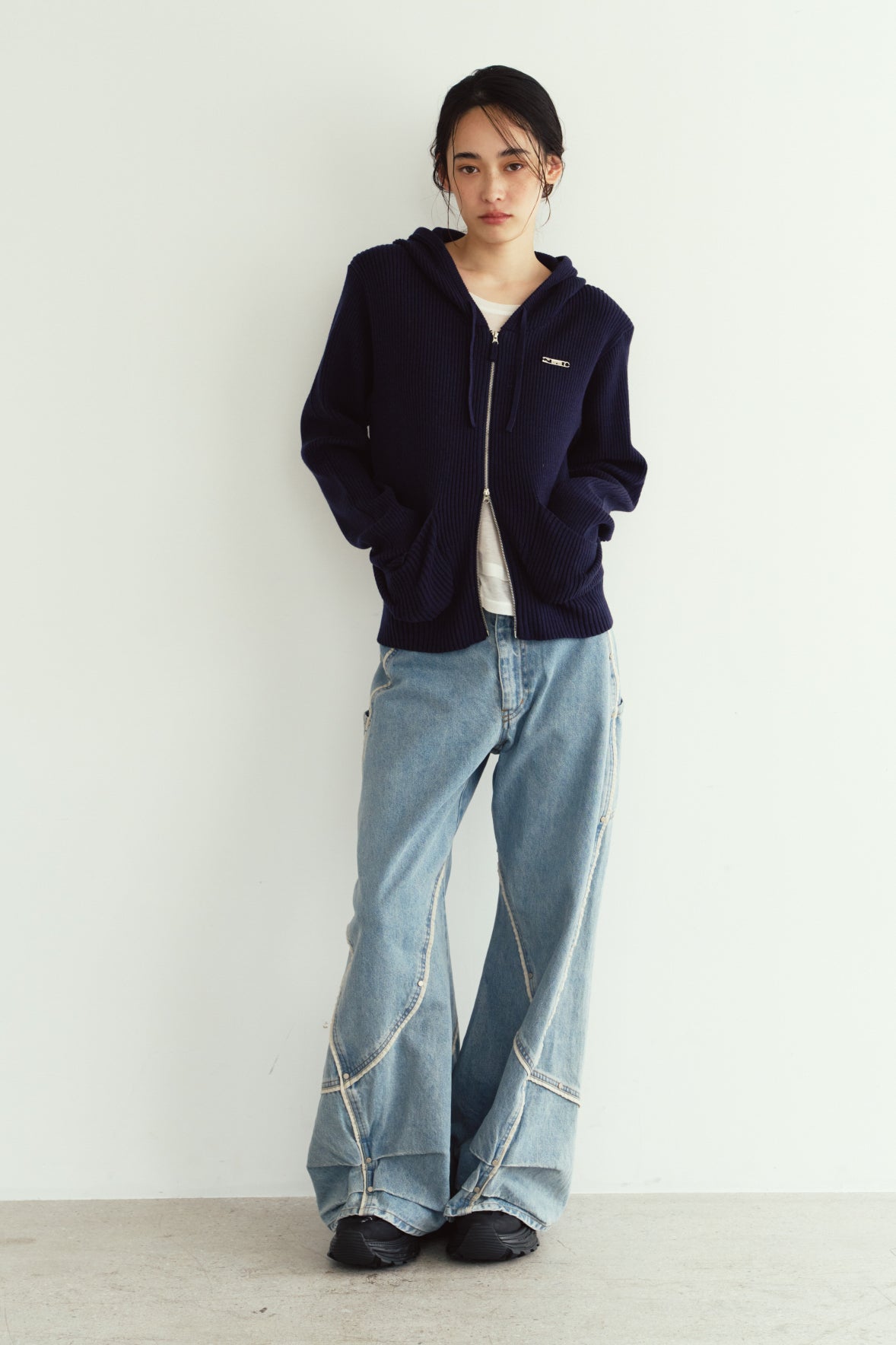 curve utility denim pants(unisex)/blue