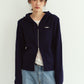 hooded knit parka/navy