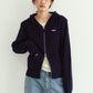 hooded knit parka/navy