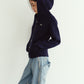 hooded knit parka/navy