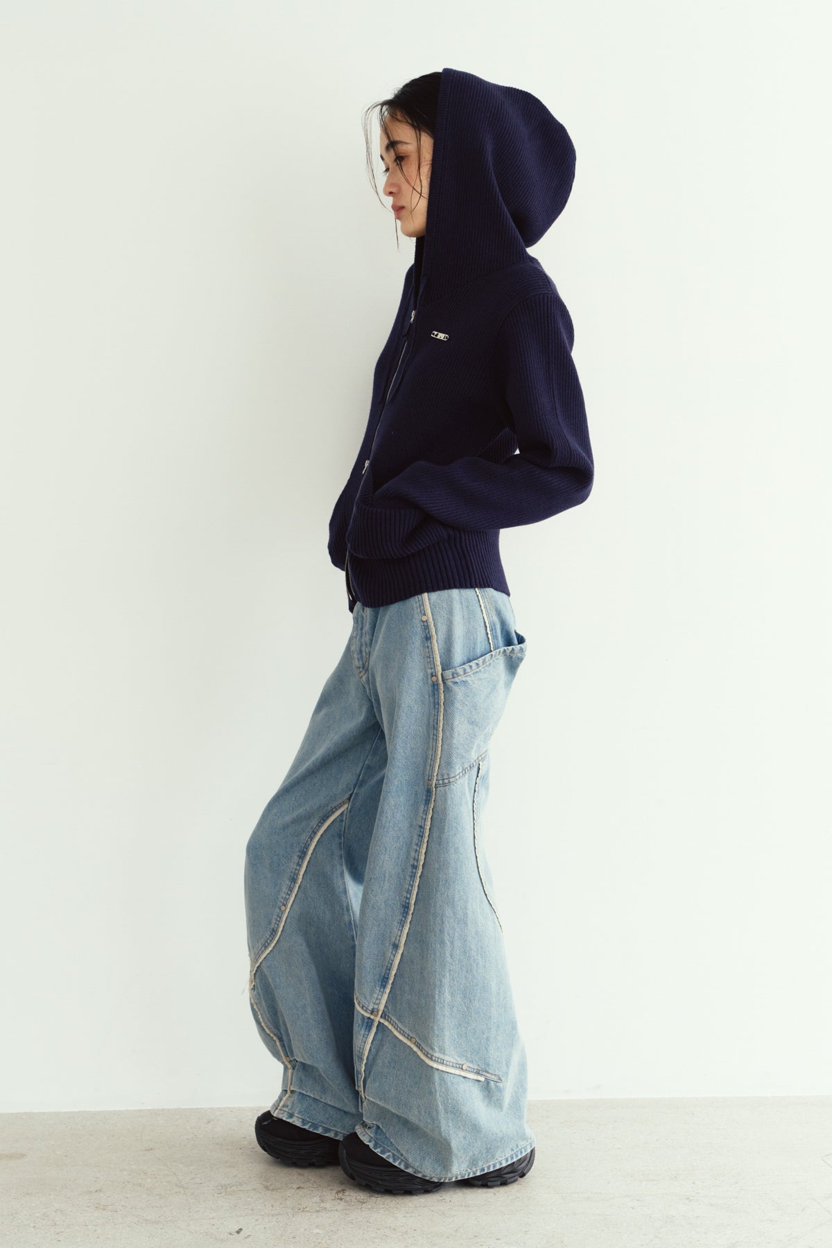 curve utility denim pants(unisex)/blue