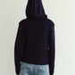 hooded knit parka/navy