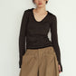 u-neck slim top/black