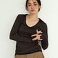 u-neck slim top/black