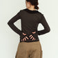 u-neck slim top/black