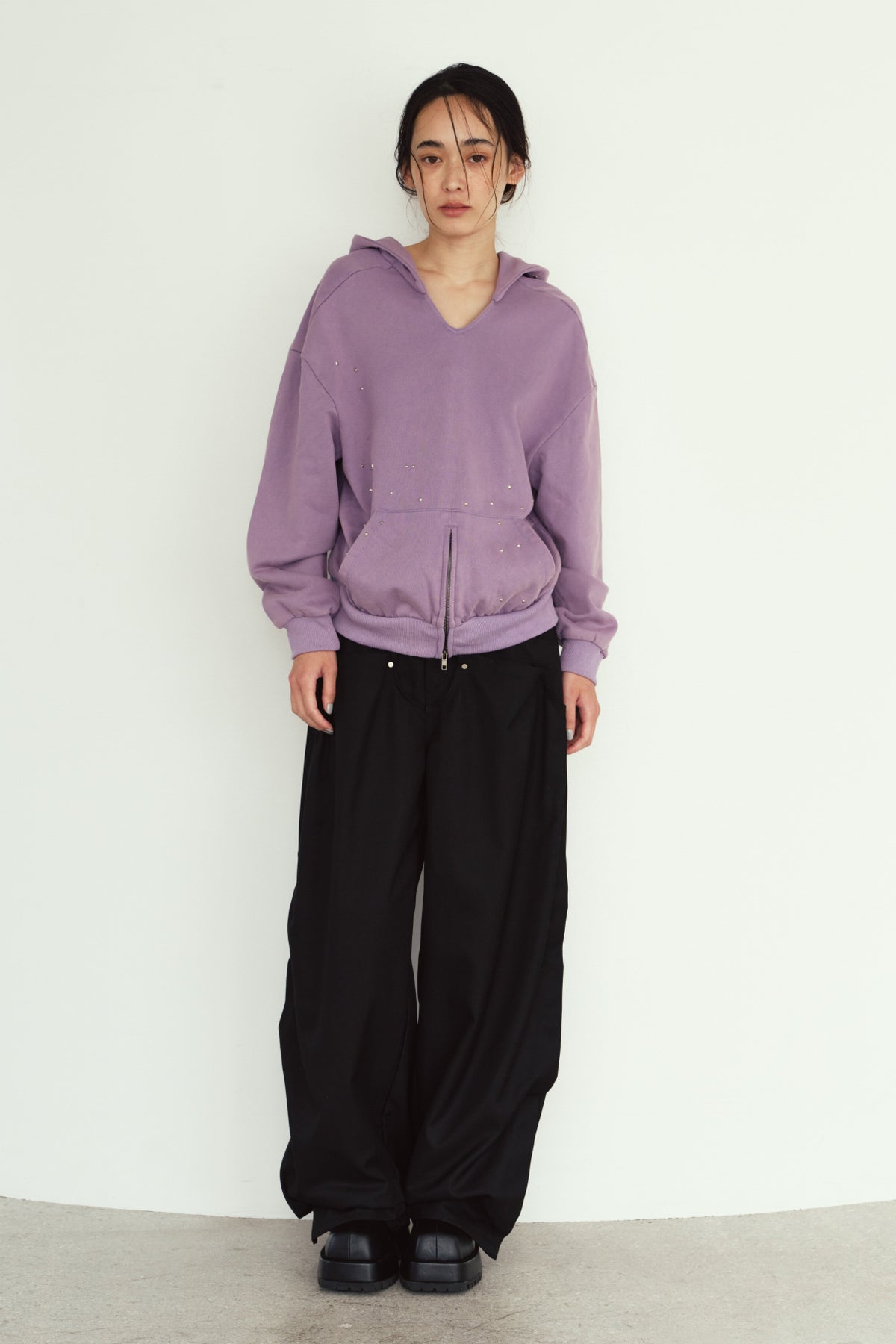 studded hoodie top/purple