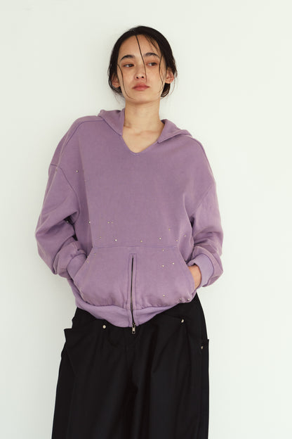 studded hoodie top/purple