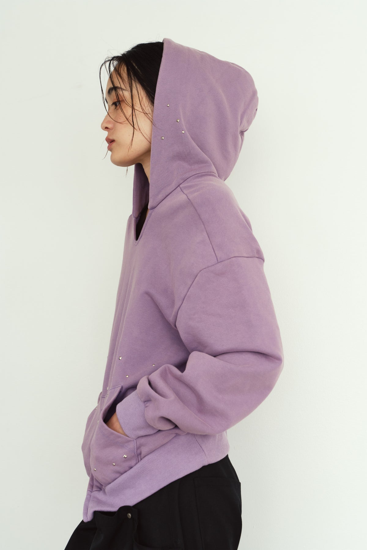 studded hoodie top/purple