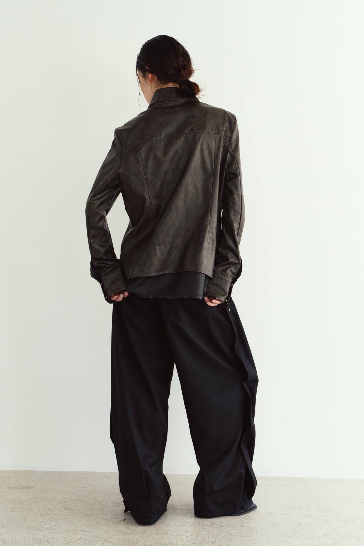 raw edge shirt/leather