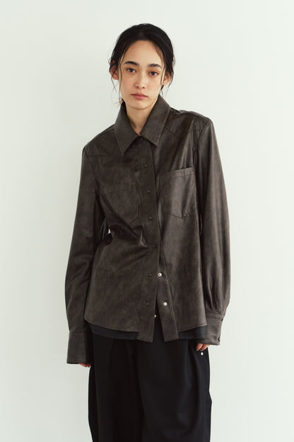 raw edge shirt/leather