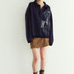 reversible jacquard polo knit(unisex)/navy