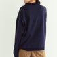 reversible jacquard polo knit(unisex)/navy