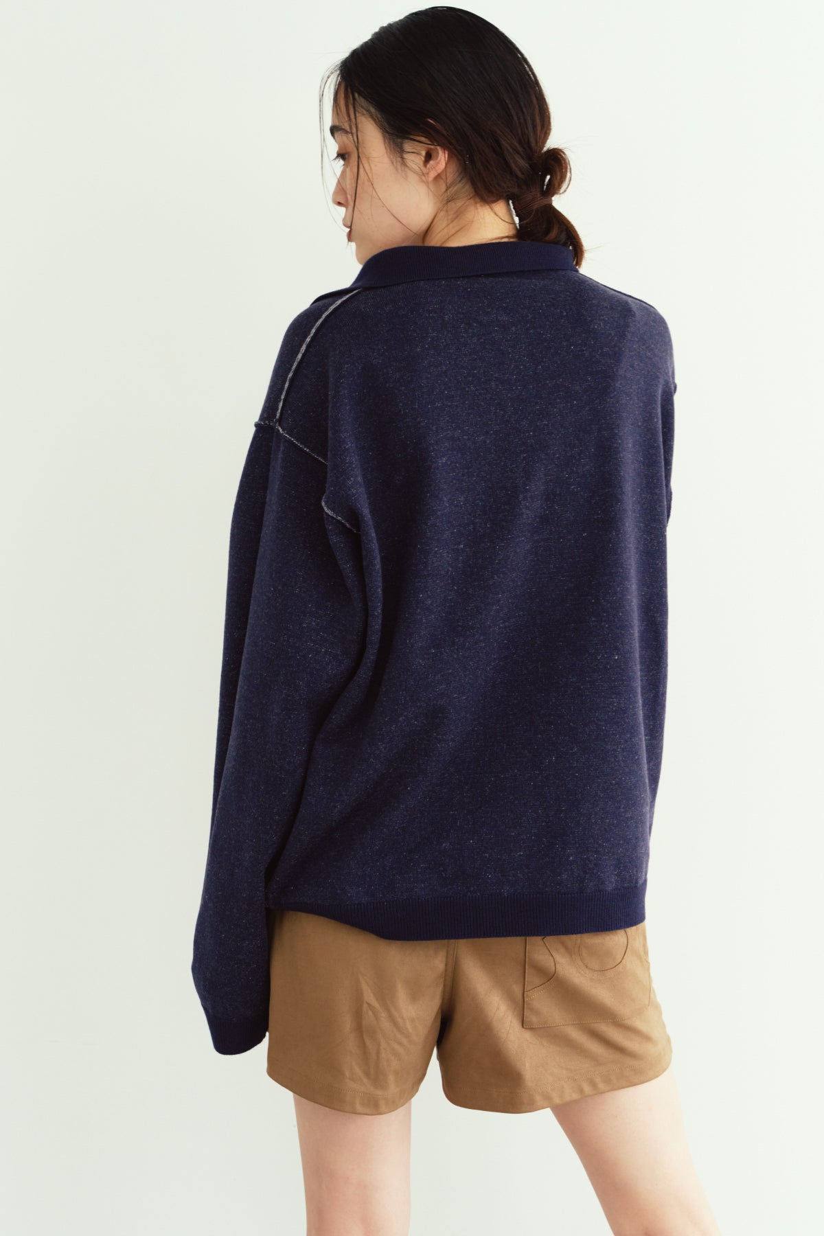 reversible jacquard polo knit(unisex)/navy
