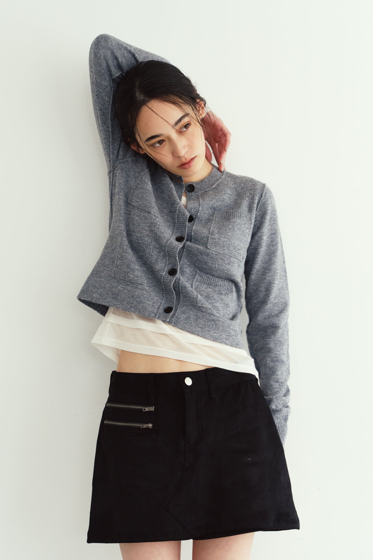 damaged pocket knit/gray