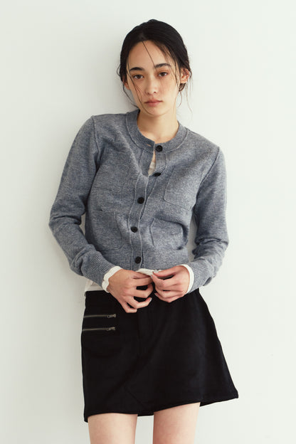 damaged pocket knit/gray