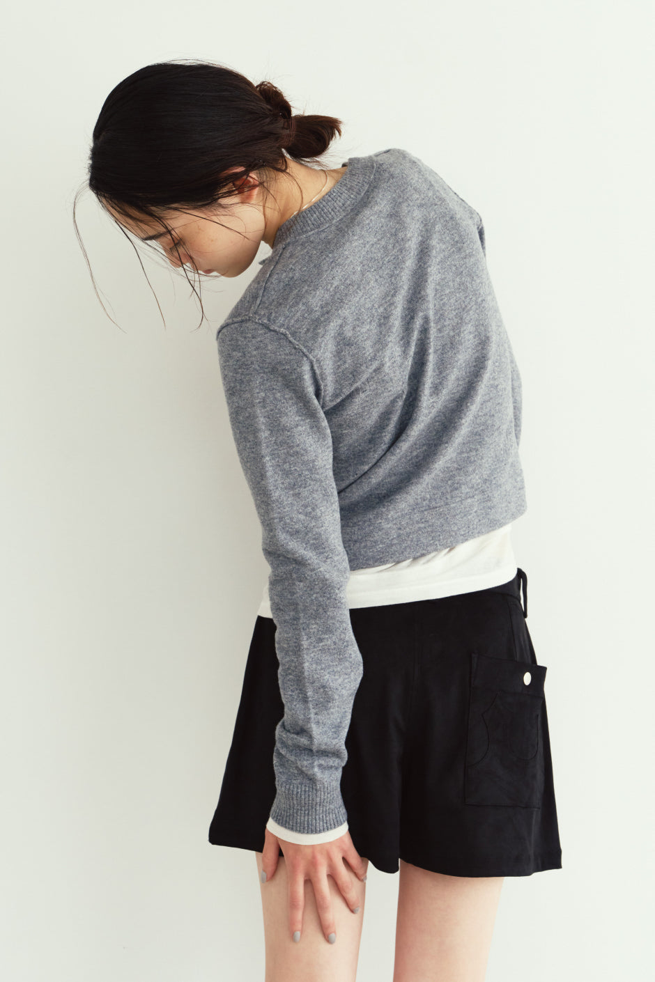 damaged pocket knit/gray