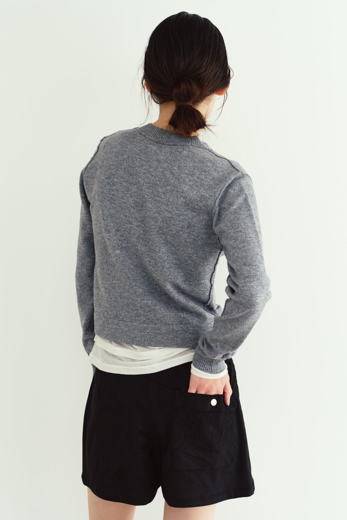 damaged pocket knit/gray