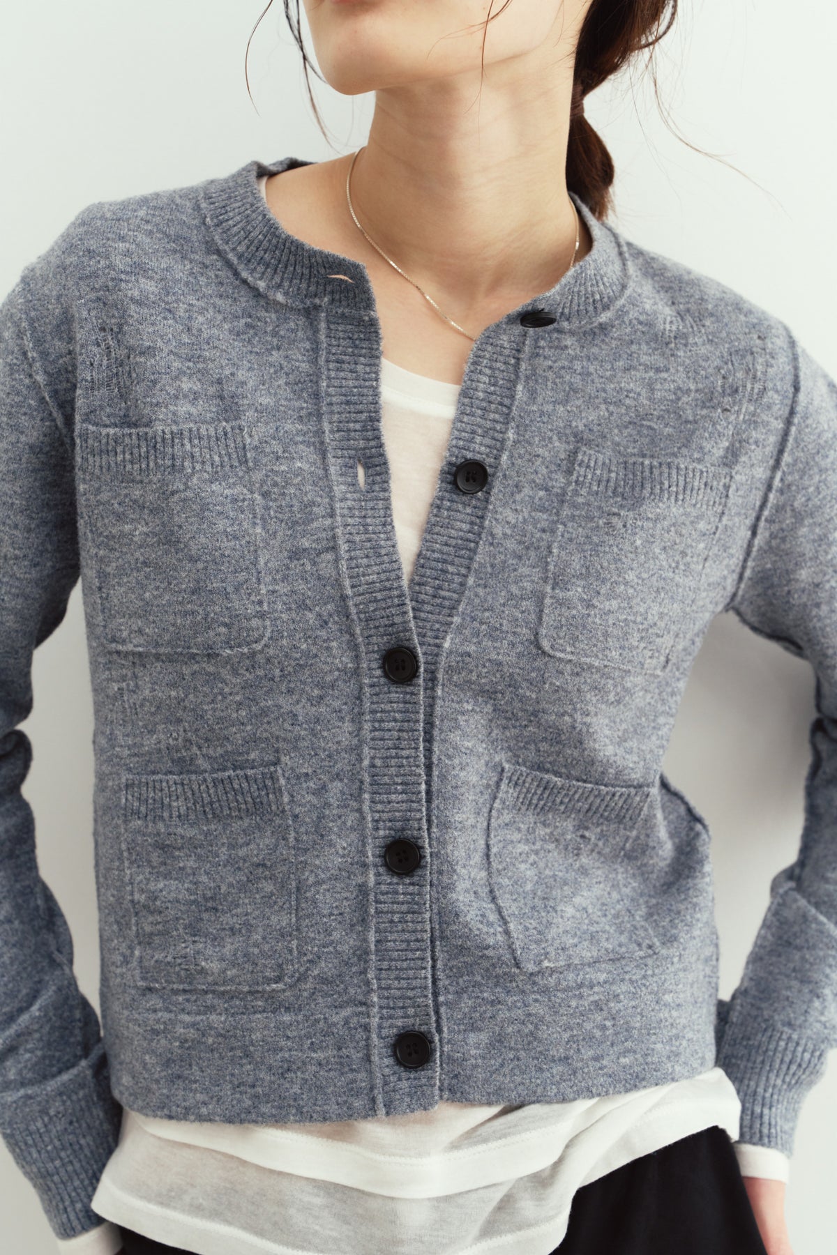 damaged pocket knit/gray