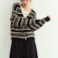 gold button trad cardigan/black