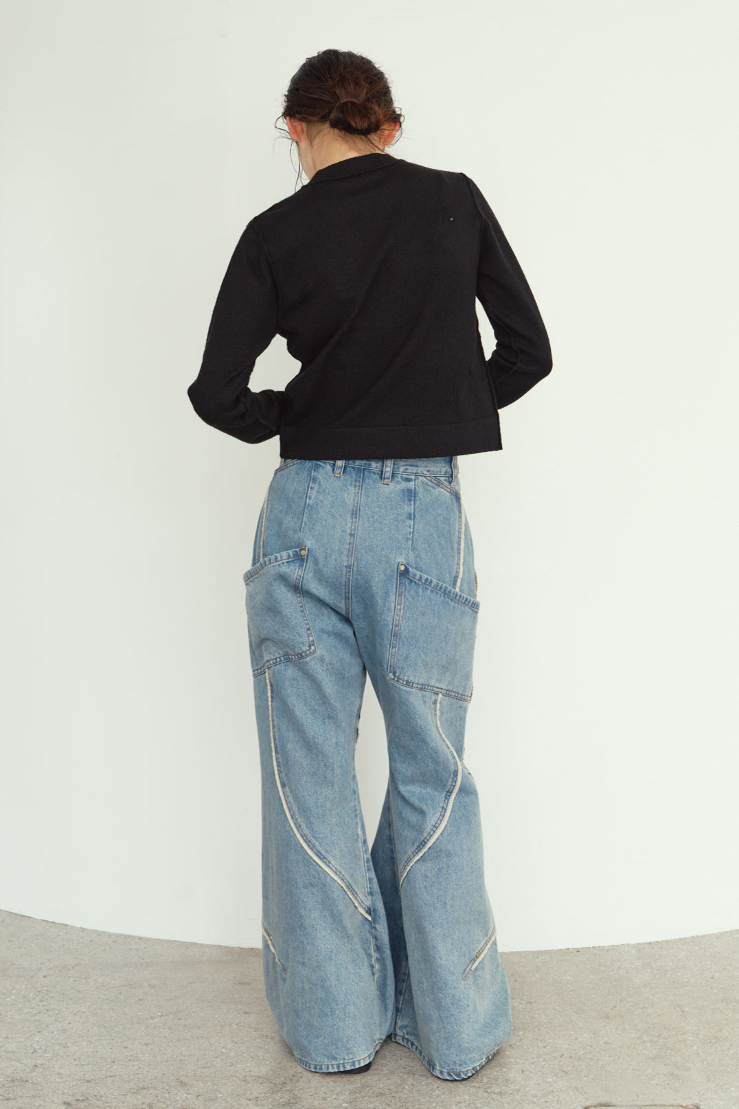 damaged pocket knit/black