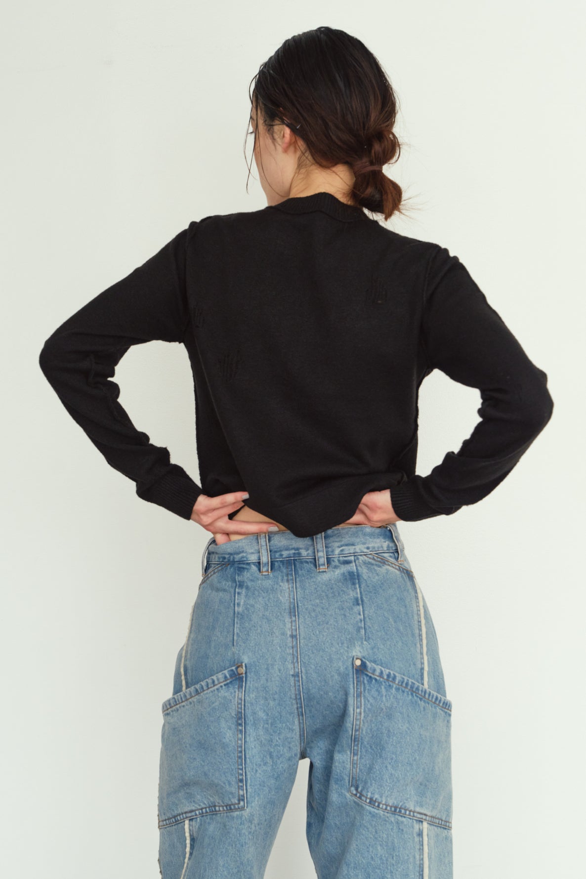 damaged pocket knit/black