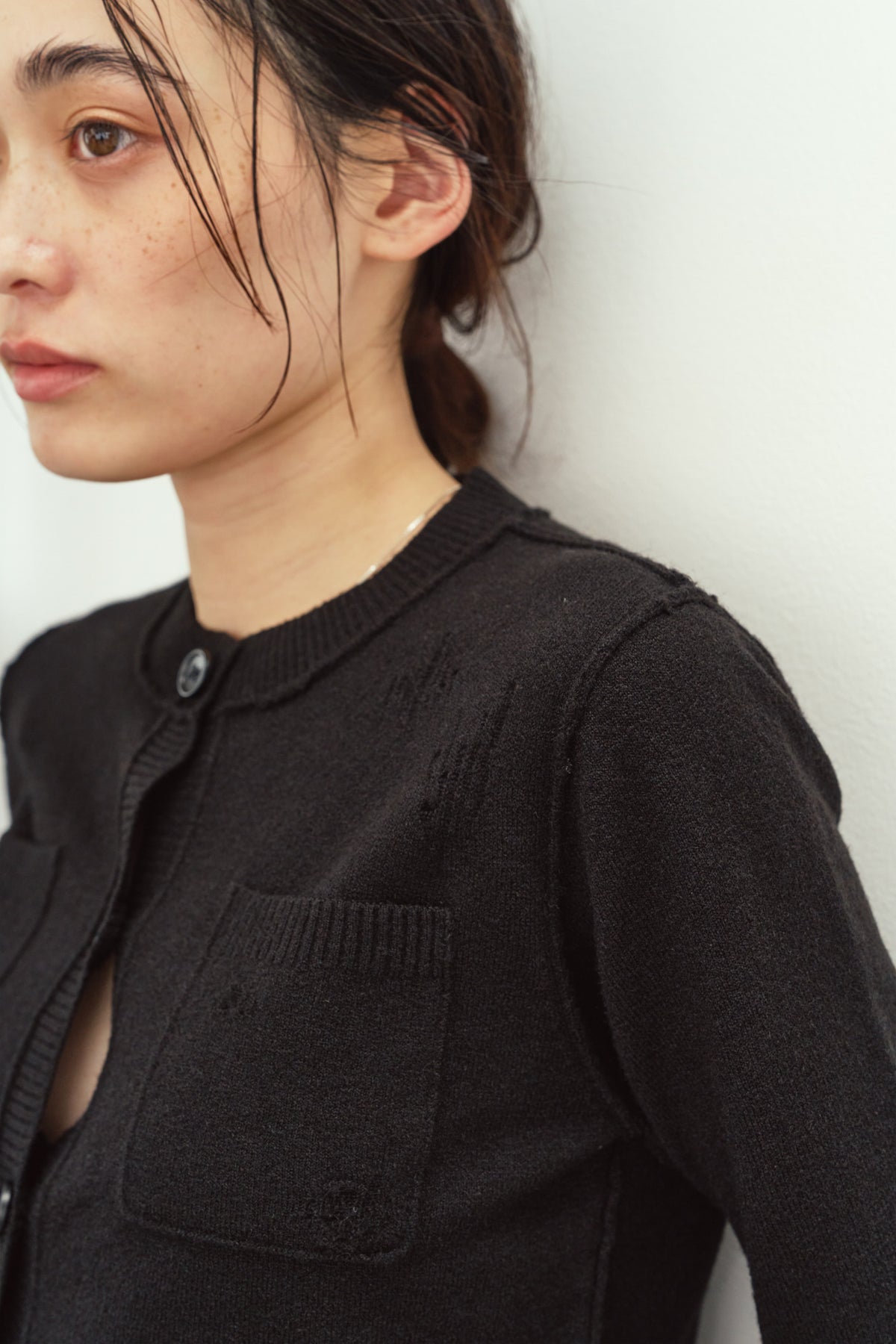 damaged pocket knit/black