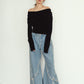 off shoulder velour top/black