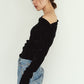 off shoulder velour top/black