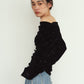 off shoulder velour top/black
