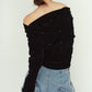 off shoulder velour top/black