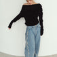 off shoulder velour top/black
