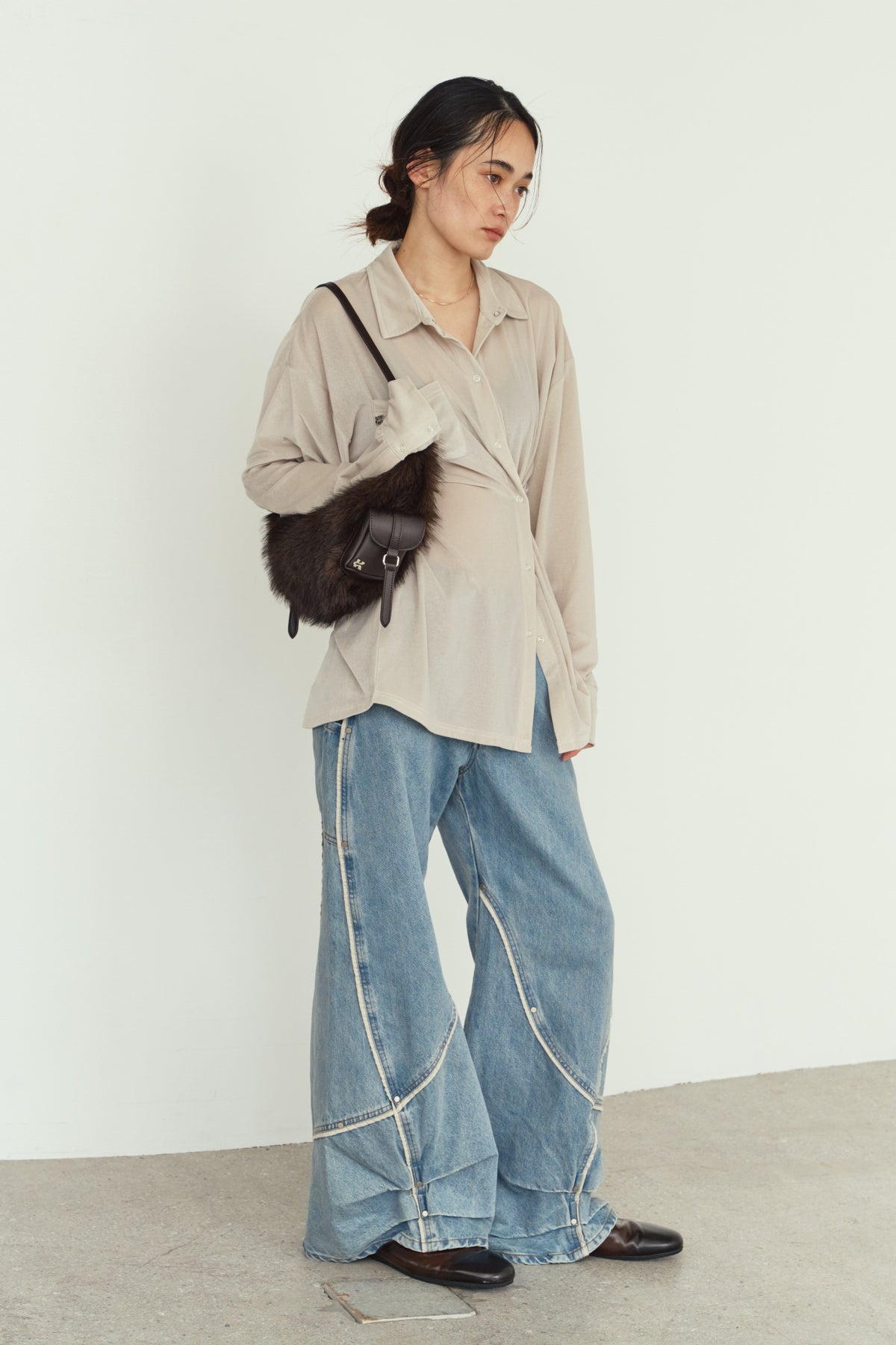 curve utility denim pants(unisex)/blue