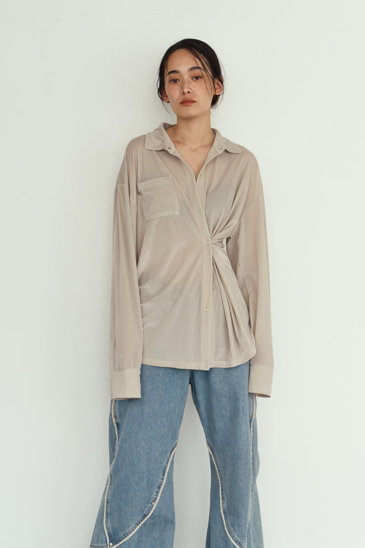 2way velour shirt/lightgray