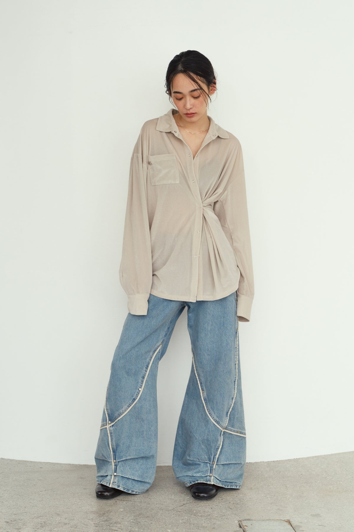 2way velour shirt/lightgray
