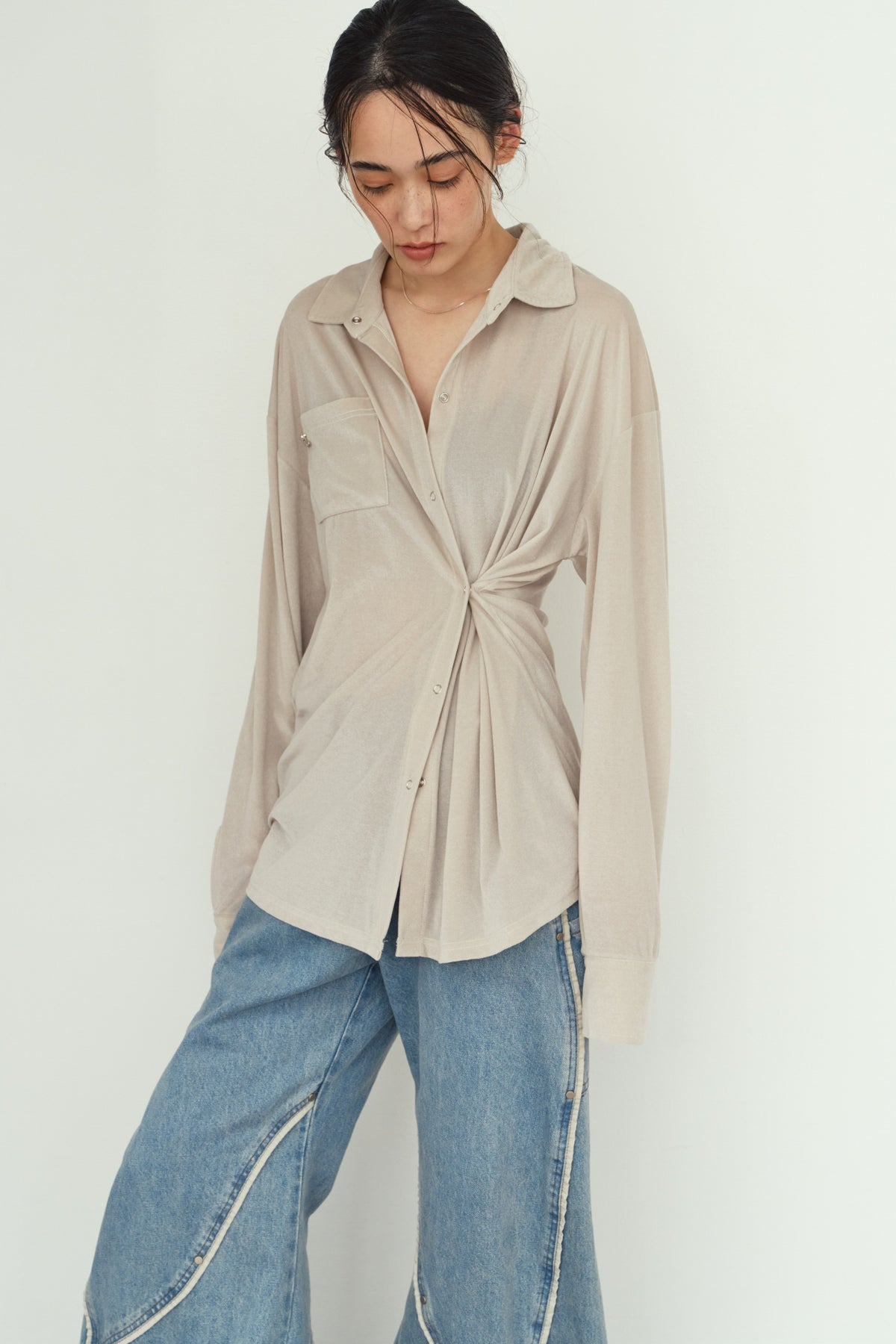 2way velour shirt/lightgray
