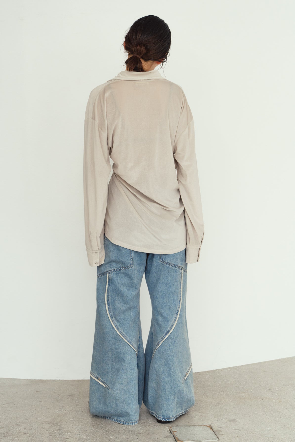 2way velour shirt/lightgray