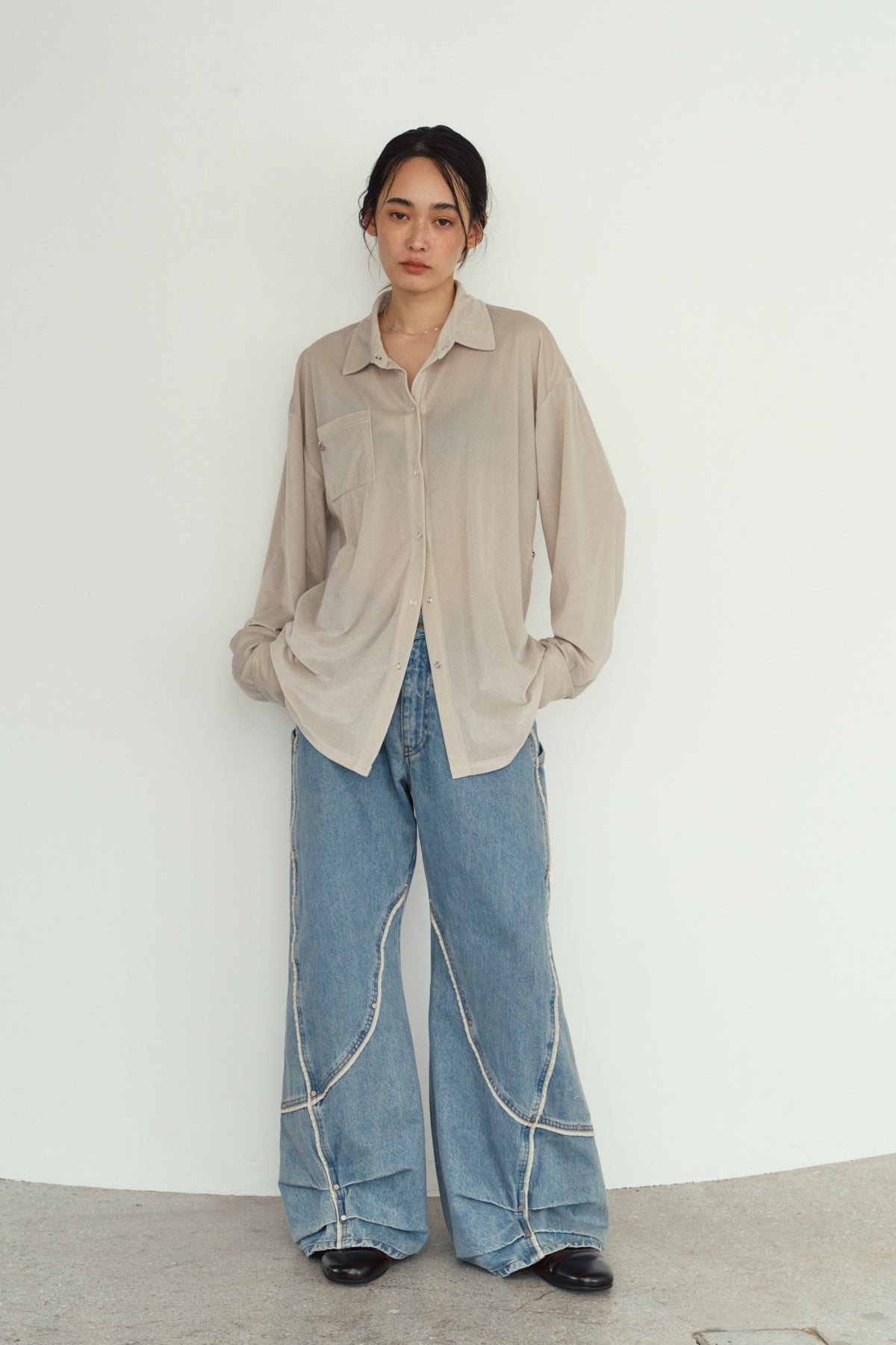 2way velour shirt/lightgray