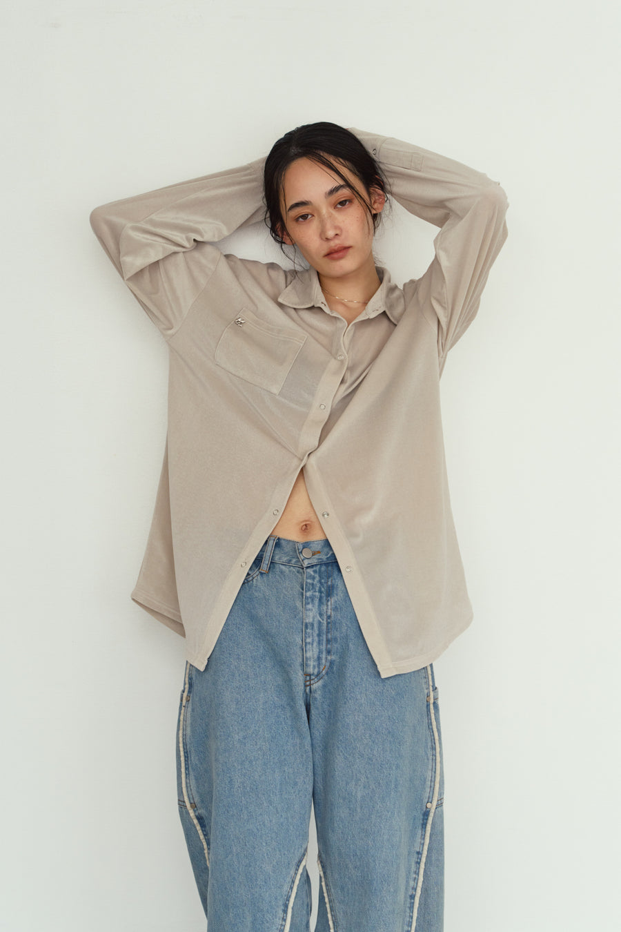 2way velour shirt/lightgray